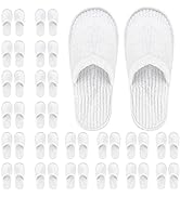 Frcctre 20 Pairs White Disposable Slippers, Closed Toe Soft Coral Fleece SPA Slippers for Women a...
