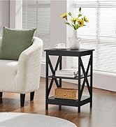 Yaheetech 3 Tier Sofa Side End Table with Shelf, X Shape Chair Side Coffee Snack Table for Living...