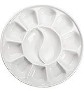 MEEDEN 12-Well Round Porcelain Watercolor Paint Palette for Watercolor Gouache Acrylic Oil Painti...