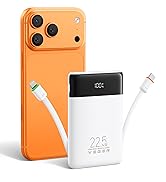 VEGER 22.5W Fast Charging Portable Charger, Slim 10000mAh Power Bank with Built-in Cables, Small