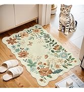 Lahome Floral Small Rug, 2X3 Kitchen Rugs Non Slip Washable Rug Ultra-Thin Soft Rug, Front Door M...