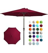 JEAREY 9FT Outdoor Patio Umbrella Outdoor Table Umbrella with Push Button Tilt and Crank, Market ...