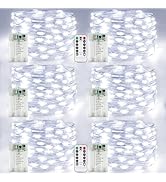 6 Pack Fairy Lights Battery Operated with Remote Control Timer, 26 FT 80 LED String Lights Outdoo...