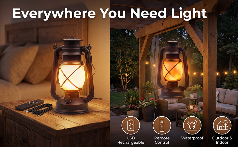 lantern rechargeable led outdoor lanterns waterproof battery camping indoor vintage decorative