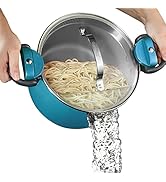 Gotham Steel 5 Quart Stock Pot Ceramic Multipurpose Pasta Pot with Strainer Lid &amp; Twist and Lock ...