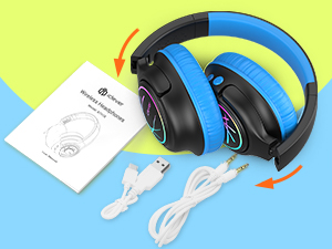 iClever_BTH18_Kids_Bluetooth_Headphones_Wireless_Black_LED_Lights