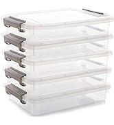 Citylife 5 PCS Plastic Storage Bins with Latching Lids Portable Project Case Clear File Box Stack...