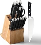 Alata 15-Piece Knife Set with Block, Razor-Sharp,Kitchen Knife Set, Forged Triple Rivet Stainless...