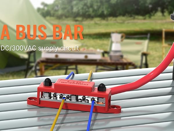 Power Distribution Block 12V Bus Bar 250A 5/16&amp;#34; Stud Marine Bus Bar Terminal Block