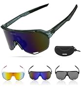LOLOON Cycling Glasses for Men Women Youth, UV Protection Sports Sunglasses for Running Climbing ...
