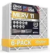 BNX TruFilter 20x20x1 Air Filter MERV 11 (6-Pack) - MADE IN USA - Allergen Defense Electrostatic ...