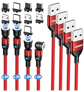 ODDADD Magnetic Charging Cable 4-Pack (Red, 1.6/1.6/3.3/3.3FT), 540° Rotating Magnetic Phone Char...