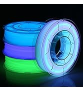AMOLEN Glow in The Dark Multicolor Change 5 Meter,Green,Blue and Purple,3D Printer Filament Bundl...