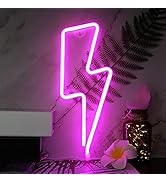 YouOKLight Lightning Bolt Neon Sign Lights, LED Wall Light Night Lights, Battery or USB Powered N...