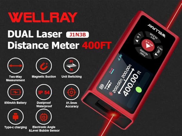 DUAL Laser Distance Meter 400FT