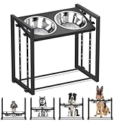 Elevated Dog Bowls for Large Breed: 4 Height Adjustable Raised Dog Bowl with Metal Stand, Dog Fee...