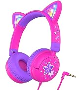 iClever Kids Headphones Cat Ear, LED Light Up, 85dBA Safe Volume, Stereo Sound Toddler Headphones...