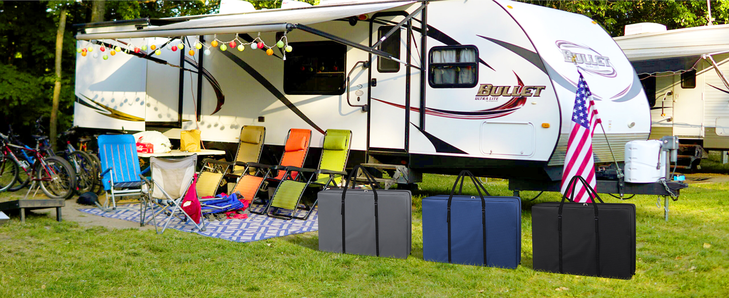 Ideal for storing folding lounge chair, zero gravity chair, light weight transport chair