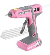 WORKPRO 12V Cordless Hot Glue Gun with 15pcs glue sticks(Pink)