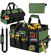 Tool Bag,16-Inch Heavy Duty Tool Bags for Men,27 Pockets Tool Box Organizer Storage,Wide Mouth To...