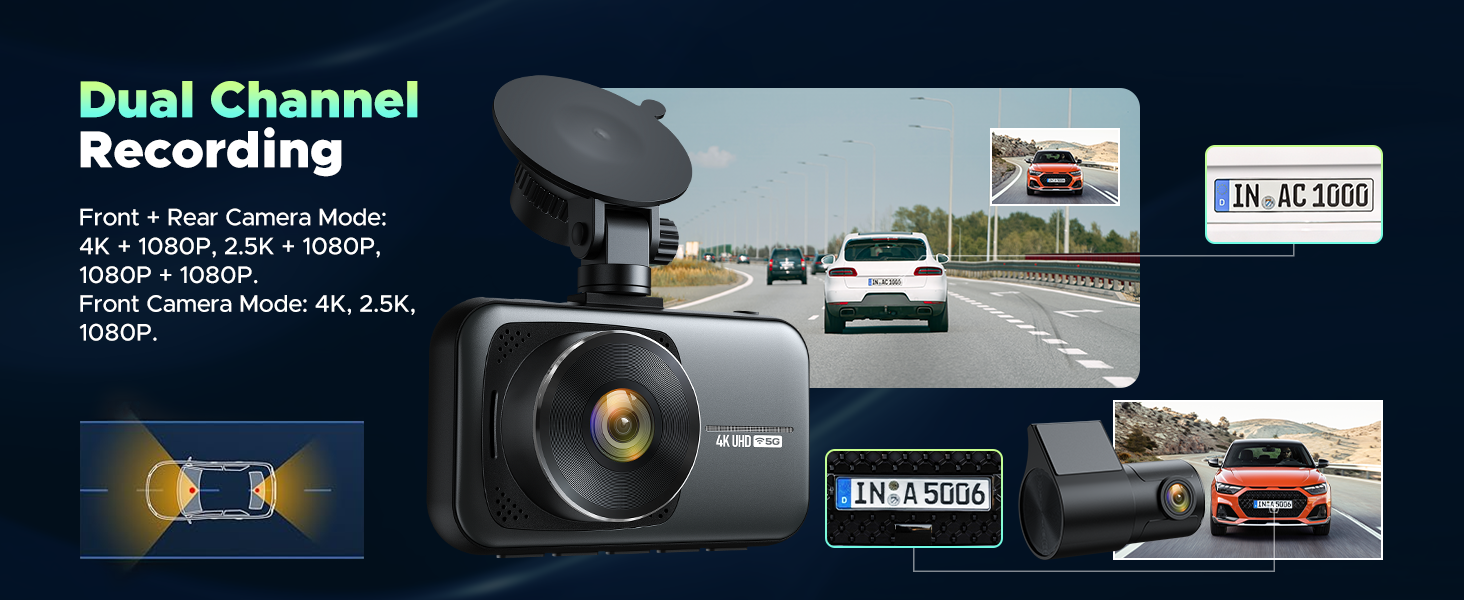 2 Channel Dash Cam Front and Rear