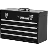 Metal Tool Box with 4 Drawers Portable Steel Tool Chest with Metal Cylinder Lock and Latch Closur...