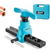 DURATECH Tubing Flaring Tool Kit, 45° Eccentric Cone with Clutch | 7 Dies for 3/16" to 3/4" Coppe...