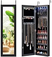 Giantex Wall or Door Mounted Jewelry Cabinet with Full Length Mirror, Over The Door Jewelry Armoi...