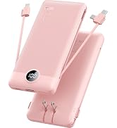 VRURC Portable Charger Built-in Cables and AC Wall Plug,USB C Power Bank 10000mAh, Travel Essenti...