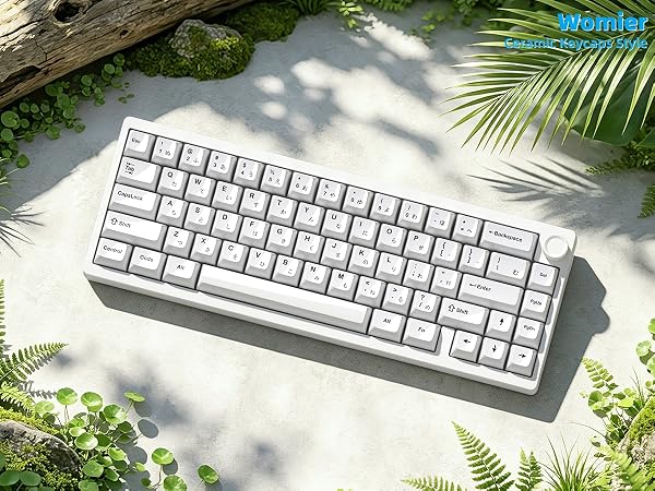 White Keycaps Ceramic Style PC Glossy Jelly Keycap for Mechanical Keyboard