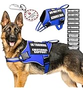 MOOGROU Service Dog Vest Harness+ID Tag+10 Patches,Metal Serivce Dog Tag&amp;Reflective Emotional Sup...