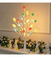 PEIDUO Easter Decorations, 22 inch Easter Tree with 24 LED Warm White, Battery Powered Egg Tree f...