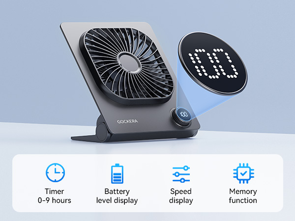 5000mAhRechargeable battery fan portable desk fan Digital display