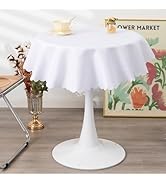 YZKITM Small Round White Tablecloth 36 Inch Polyester Fabric Washable Table Cover Decorative Wrin...
