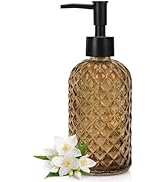 Topsky Gem Glass Soap Dispenser with Black Plastic Pump, 13oz Liquid Hand Soap Dispenser, Rustpro...