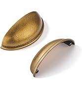 khtumeware 10 Pack 3" Antique Brass Drawer Pulls Cabinet Cup Pulls Vintage Kitchen Hardware Cabin...
