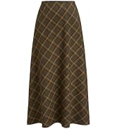 CIDER Womens Plaid Maxi Skirt A Line Pleated Gingham | Fall Winter Woven Vintage Texture