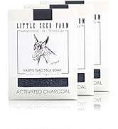 Little Seed Farm Organic Goat’s Milk Soap – 3 Pack of Activated Charcoal Facial and Body Soap Bar...