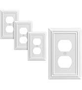 DEWENWILS 4 Pack Creamy White Outlet Cover Plate, White Metal Outlet Covers, 4.88