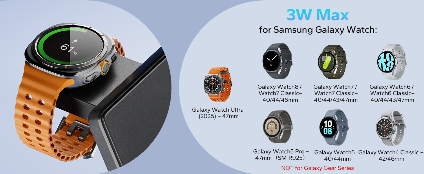 3in1 wireless charging dock for samsung galaxy watch