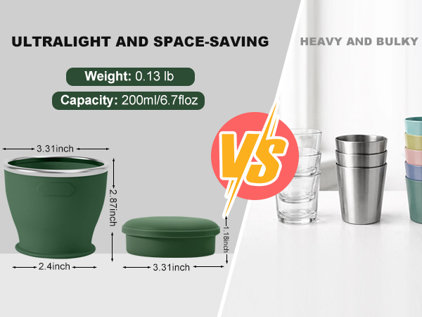 ultralight and space-saving design compared to normal bulky cups