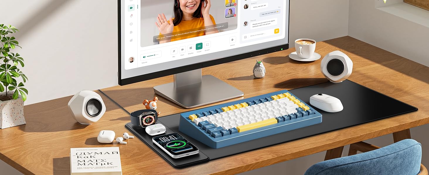 magnetic wireless charging mouse pad