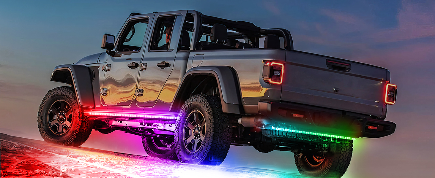 4Pcs Aluminum Underglow Neon Accent Strip Lights 396 LEDs Dream Color