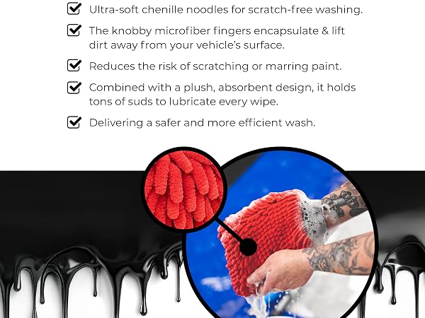 chenille knobby wash mitts for car washing