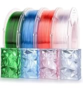 AMOLEN Rapid PETG Transparent 3D Printer Filament 1.75mm +/-0.02mm,500mm/s High Speed Strong Toug...