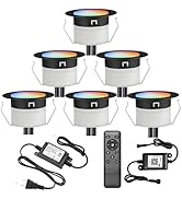 LED Deck Lights Kit, 6 pcs 1.22 Inch WiFi Smart Phone Control Recessed RGBW Deck Lighting Outdoor...