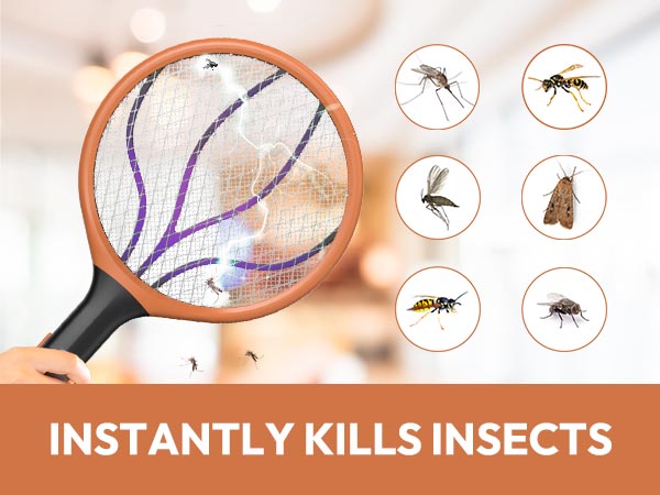 Kill Insects, Mosquitoes, Wasps, Gnats, Moths, Yellow Jackets, Flies, Electric High Voltage Swatter