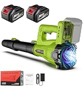 Cordless Leaf Blower with 2 Battery and Charger, 160MPH 580CFM High Speed Leaf Blower with 2 Tube...