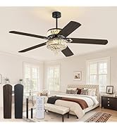Fanbulous 60 Inch Fandelier Ceiling Fan with Double-layer LED Light, Black Chandelier Fan, 3CCT, ...