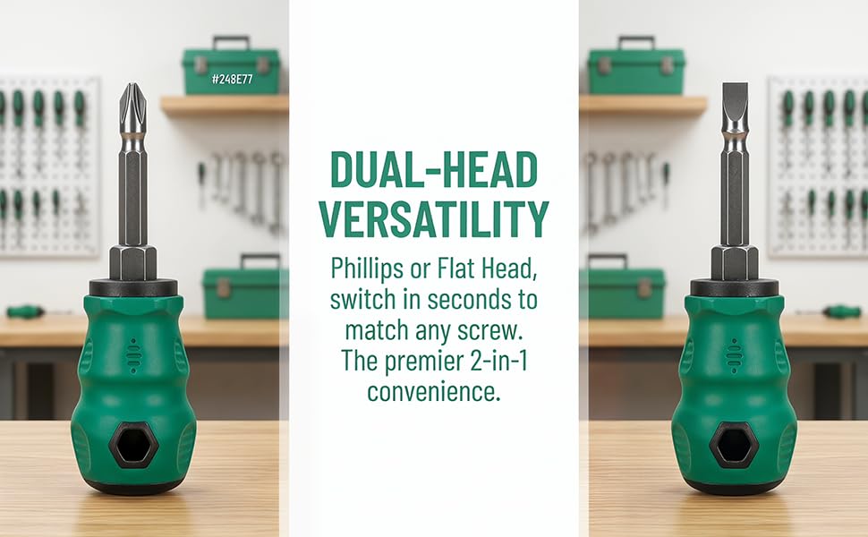Stubby Screwdriver Set, Phillips &amp;amp; Flat Head Mini Screwdriver
